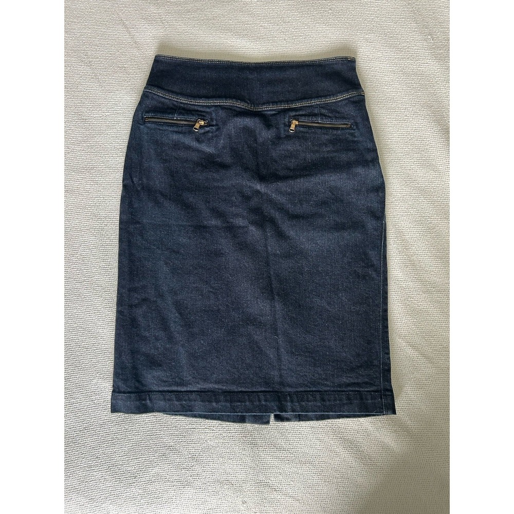 Lauren Ralph Lauren Denim Jean Skirt Womens Dark Wash Pencil Cotton Stretch Sz 4 - Picture 3 of 5